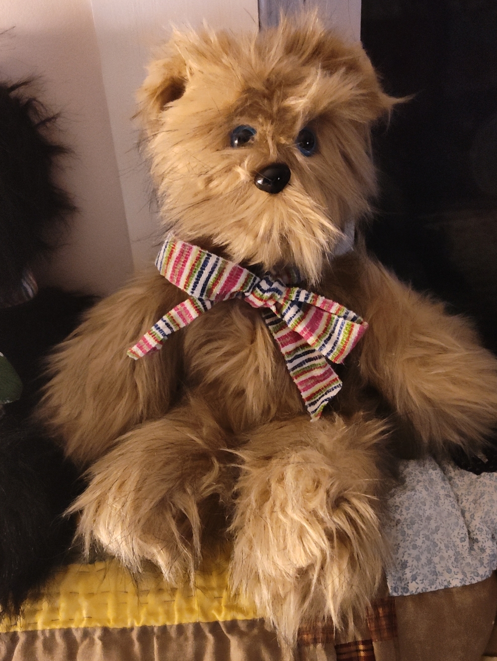 Teddy Bear Light Brown With Colorful Bow 16 In